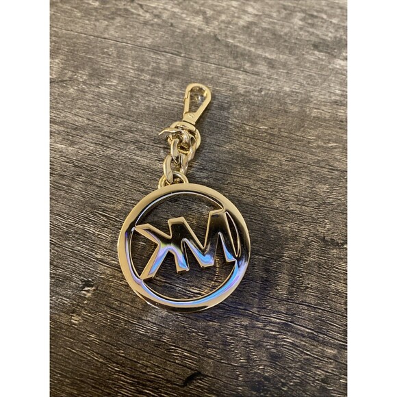 Michael Kors Gold Tone Key Chain charm MK Logo Circular Bag Charm Pendant - Picture 3 of 3